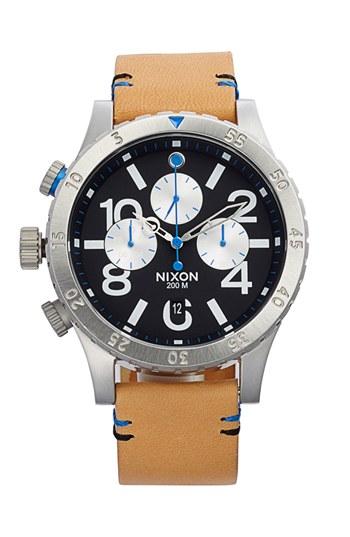Men's Nixon 'the 48-20' Chronograph Leather Strap Watch, 48mm