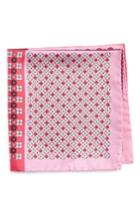 Men's Eton Medallion Silk Pocket Square, Size - Pink