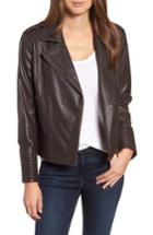 Women's Badgley Mischka Gia Leather Biker Jacket, Size - Brown