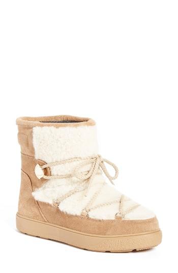 Women's Moncler New Fanny Stivale Short Moon Boots Eu - Beige