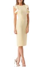 Women's Carmen Marc Valvo Infusion Ruffle Crepe Sheath Dress - Yellow