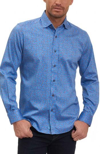 Men's Robert Graham Zander Tailored Fit Sport Shirt, Size - Blue