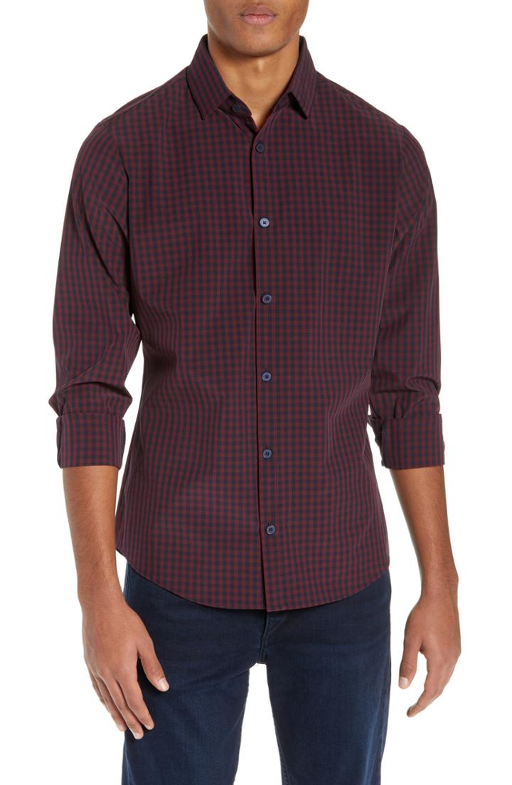 Men's Mizzen+main Marshall Check Sport Shirt - Burgundy