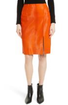 Women's Diane Von Furstenberg Genuine Calf Hair Pencil Skirt - Orange