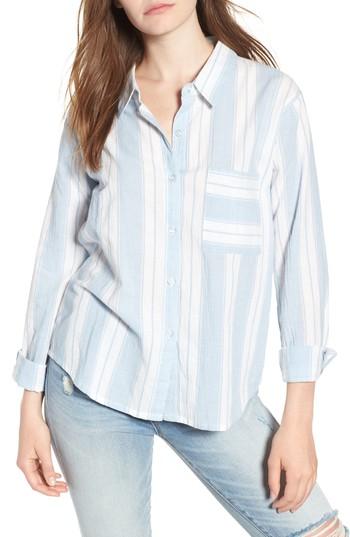 Women's Socialite Bleach Stripe Chambray Top - Blue