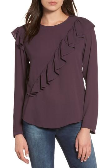 Petite Women's Halogen Ruffle Detail Top P - Purple