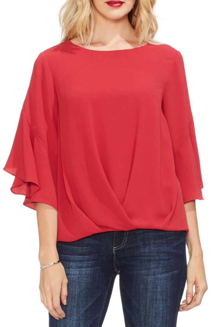 Women's Vince Camuto Ruffled Drop Shoulder Top - Red