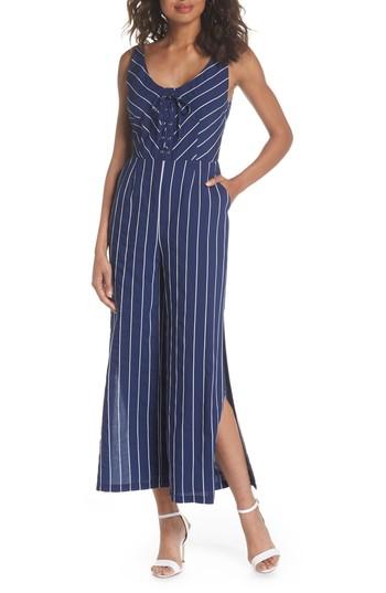 Women's Bb Dakota Scout Stripe Lace-up Jumpsuit - Blue/green