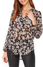 Women's Wallis Metallic Floral Print Blouse Us / 12 Uk - Black