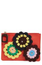 J.w.anderson Daisies Calfskin Leather Pouch - Red