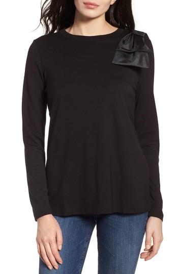 Women's Halogen Bow Shoulder Ponte Top - Black