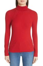 Women's St. John Collection Rib Knit Turtleneck Sweater, Size - Red