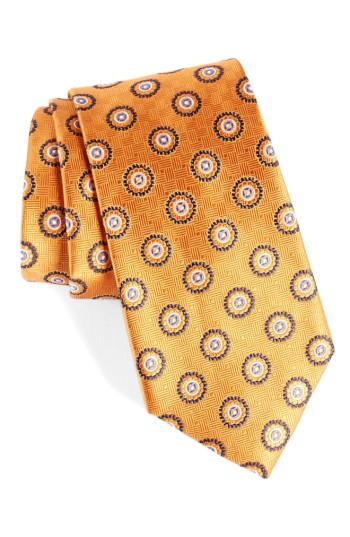 Men's Nordstrom Men's Shop Neat Medallion Silk Tie, Size X-long - Orange