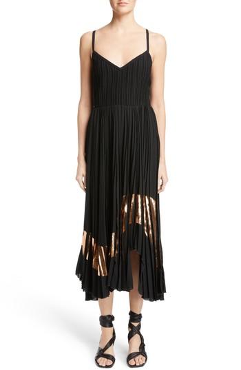 Women's Proenza Schouler Foil Print Pleated Midi Dress