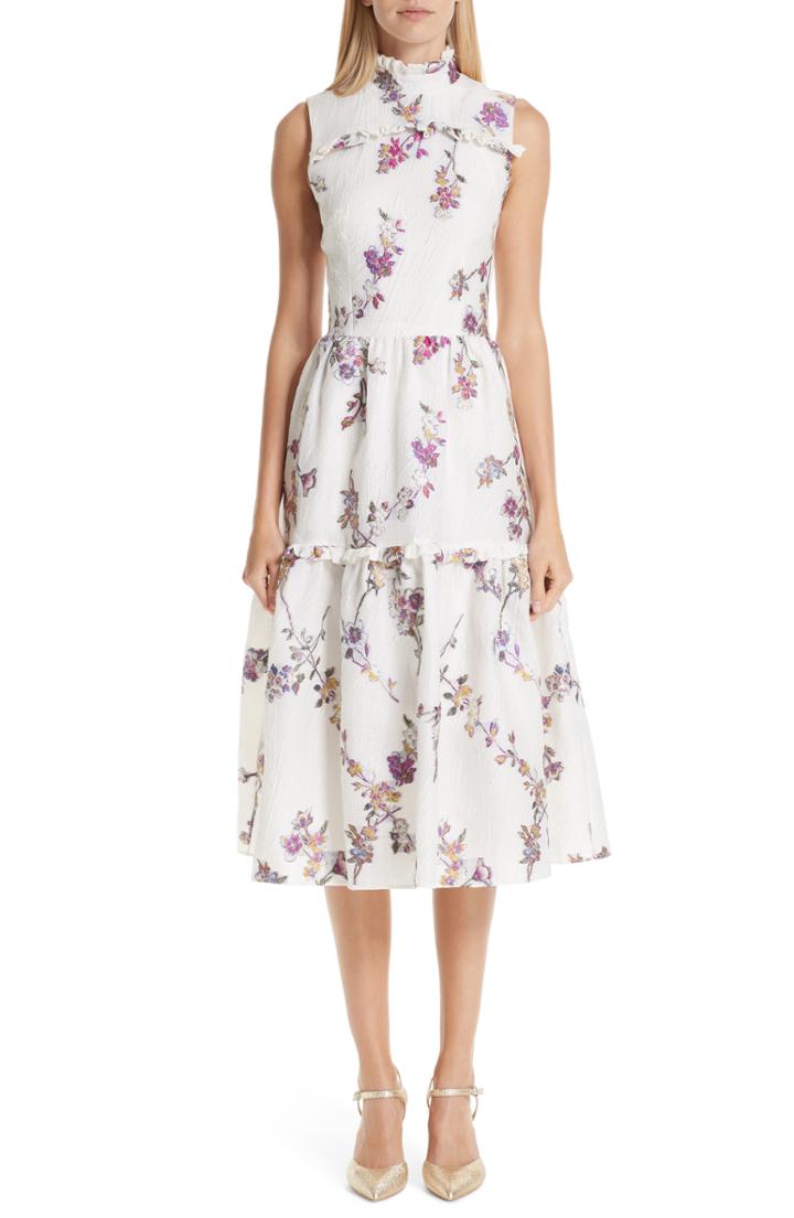 Women's Malene Oddershede Bach Floral Jacquard Midi Dress - White
