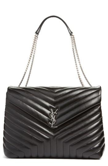 Saint Laurent Monogram Quilted Leather Slouchy Shoulder Bag - Black