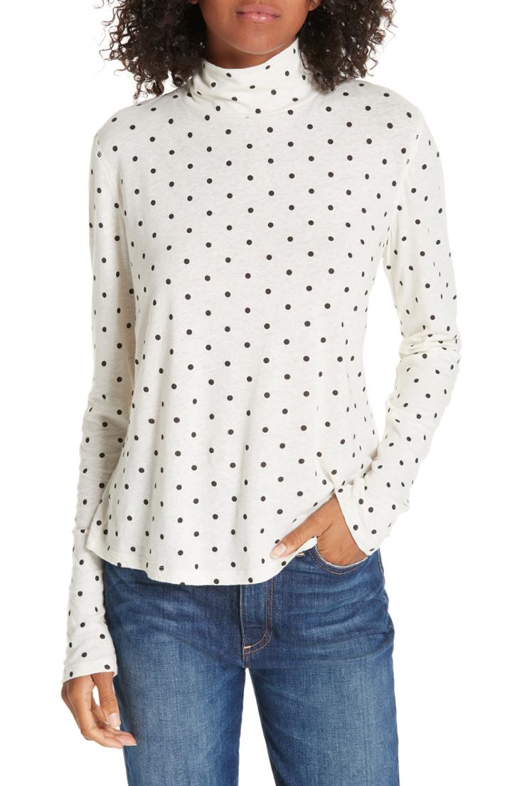 Women's La Vie Rebecca Taylor Dot Mock Neck Tee - Black
