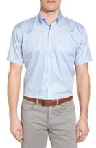 Men's Peter Millar Crown Soft Carlsplaid Fit Sport Shirt, Size Small - Blue