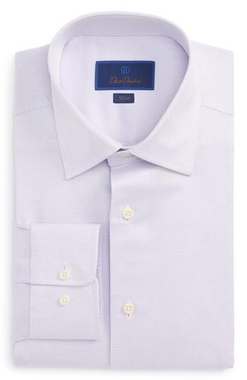 Men's David Donahue Slim Fit Dobby Dress Shirt 32/33 - Purple