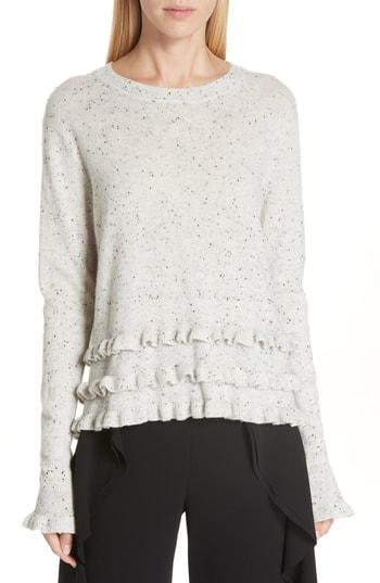 Women's Cinq A Sept Adiella Ruffle Hem Cashmere Sweater - Beige