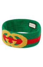 Gucci Gg Lock Web Headband - Green