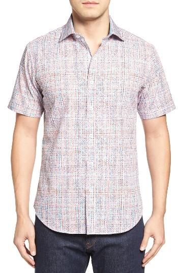 Men's Bugatchi Shaped Fit Print Short Sleeve Sport Shirt