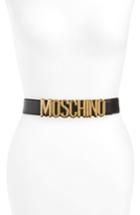 Women's Moschino Logo Leather Belt - Black/ Gold