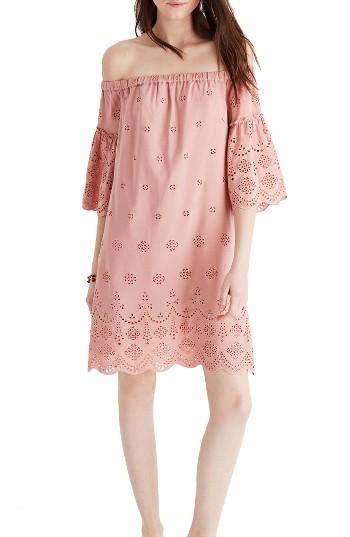 Women's Madewell Eyelet Off The Shoulder Dress