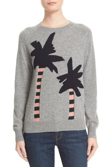 Women's Chinti And Parker Reverse Intarsia Palm Tree Cashmere Sweater