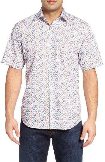 Men's Bugatchi Classic Fit Bicycle Print Sport Shirt - Red