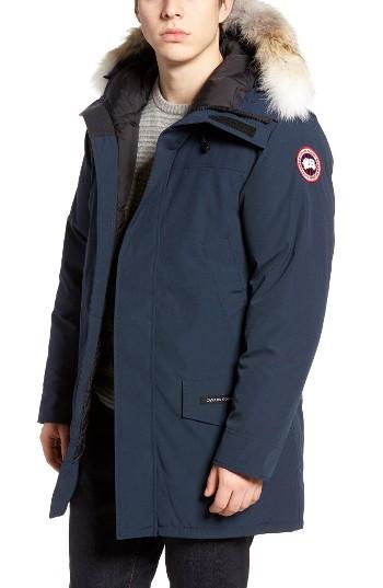 Men's Canada Goose Langford Slim Fit Down Parka With Genuine Coyote Fur Trim - Blue