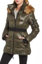 Women's S13 'nicky' Quilted Coat With Removable Faux Fur Trimmed Hood - Green
