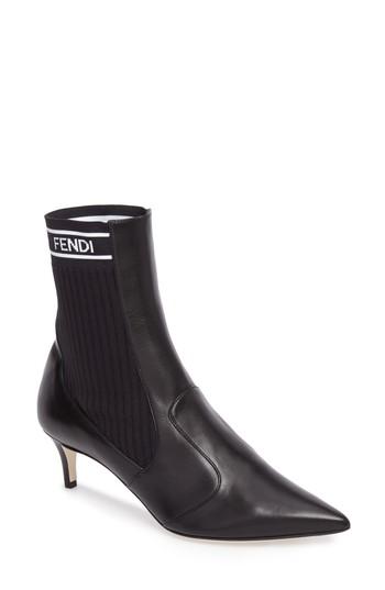 Women's Fendi Rockoko Chelsea Sock Boot .5us / 36eu - Black