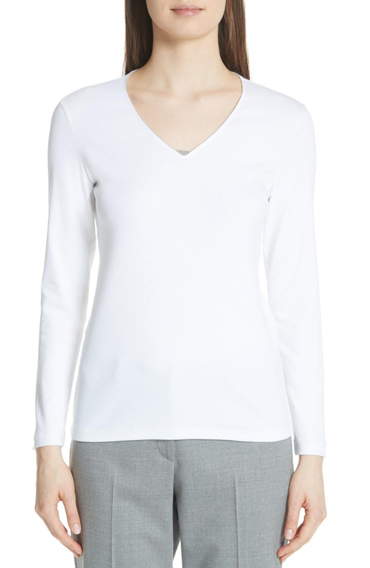 Women's Fabiana Filippi Bead Neck Sweater Us / 40 It - White