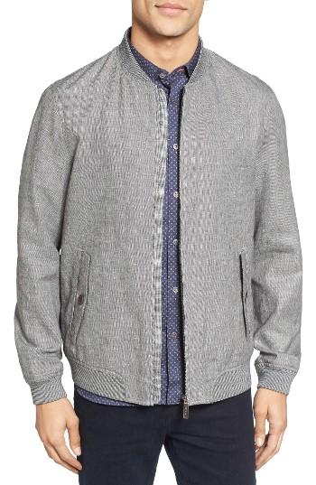 Men's Ted Baker London Rollin Linen Blend Bomber Jacket (m) - Black