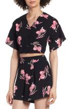 Women's Leith Floral Crop Top, Size - Black