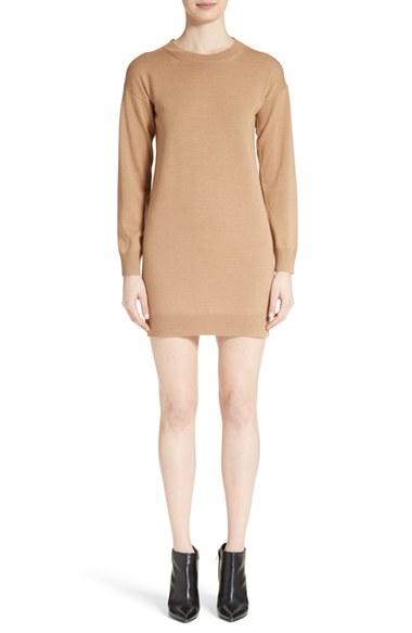 Women's Burberry Alewater Elbow Patch Merino Wool Dress - Beige