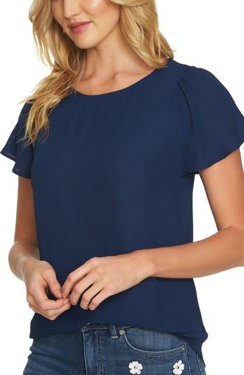 Women's Cece Crepe Flutter Sleeve Blouse - Blue