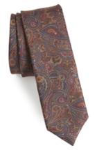 Men's Eleventy Paisley Silk Tie, Size - Burgundy