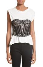 Women's Alexander Wang Cotton Top With Lace Bustier - Ivory