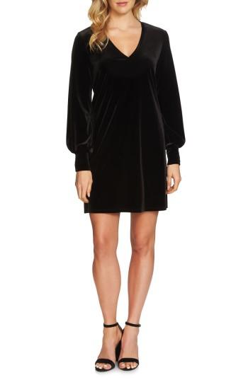 Women's 1.state Blouson Sleeve Velvet Shift Dress - Black