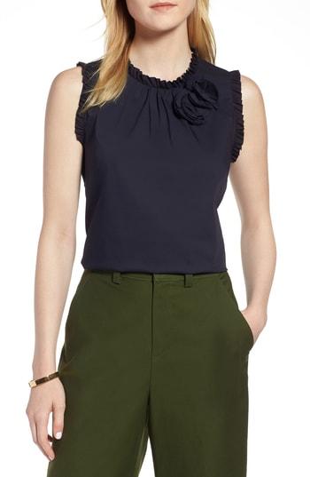 Women's 1901 Corsage Detail Shell - Blue