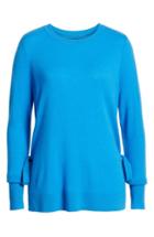 Petite Women's Halogen Side Tie Cashmere Sweater P - Blue