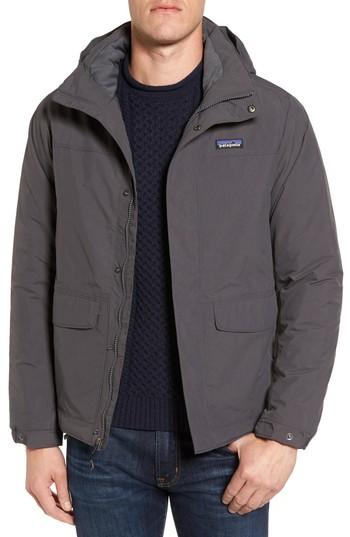 Men's Patagonia Isthmus Wind Resistant Water Repellent Hooded Parka - Grey