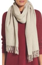 Women's Eileen Fisher Fringe Cashmere Scarf, Size - Beige