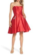 Women's Blondie Nites Strapless Satin Fit & Flare Party Dress - Red