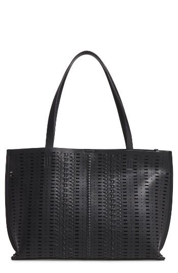 Phase 3 Woven Faux Leather Tote - Black