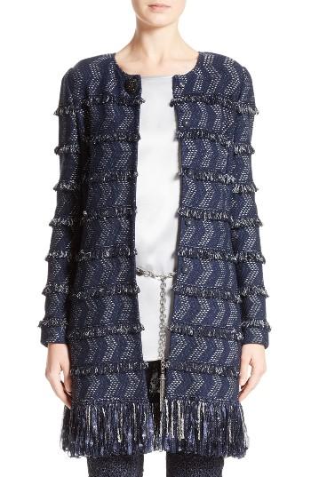 Women's St. John Collection Tara Fringe Tweed Topper
