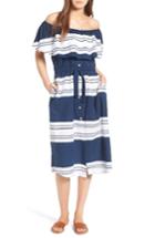 Women's Faithfull The Brand Majorca Stripe Off The Shoulder Dress - Blue
