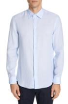 Men's Emporio Armani Trim Fit Linen Dress Shirt - Blue